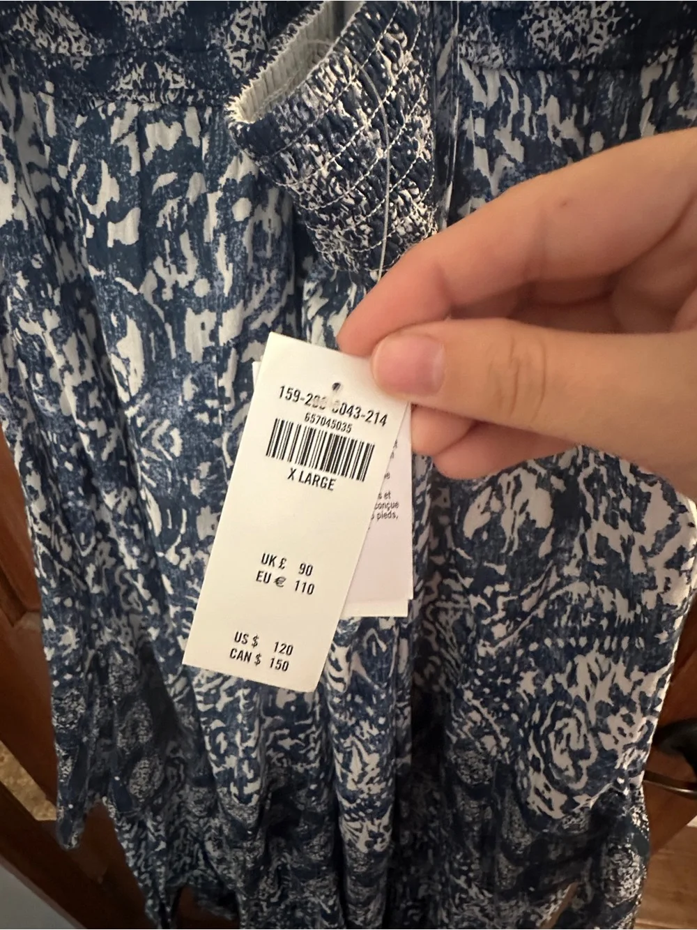 Abercrombie & Fitch Blue and White Printed Spaghetti-Strap Maxi Dress